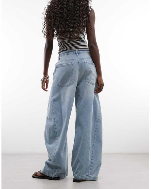 Reclaimed Vintage Blue Denim baggy Wide Jean With Tie Detail