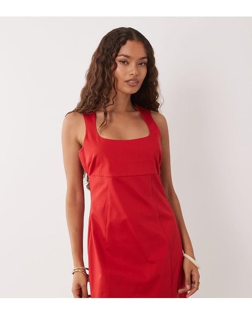 ASOS Asos Design Petite Square Neck Structured Cotton Mini Dress