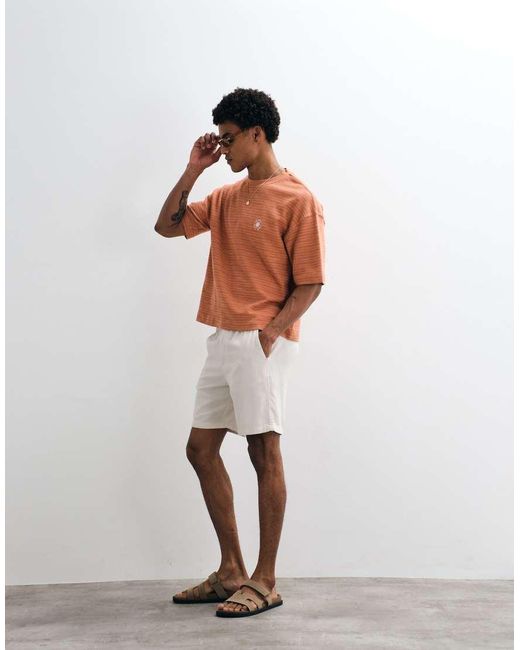 ASOS Natural Slim Linen Blend Shorts for men