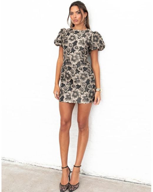 Maya White Floral Jacquard Keyhole Back Mini Dress
