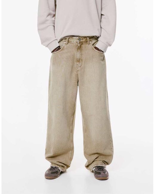 Jeans Larghi Vestibilità Comoda Color Sabbia di Pull&Bear in Natural da Uomo
