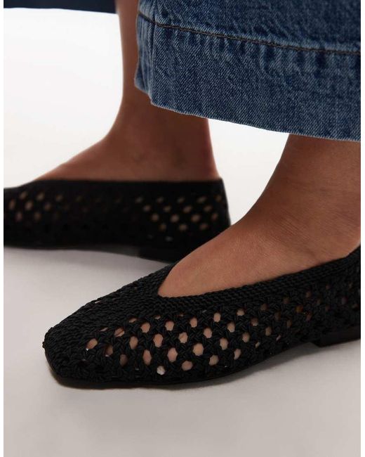 TOPSHOP Blue Beatti Woven Flat Shoe
