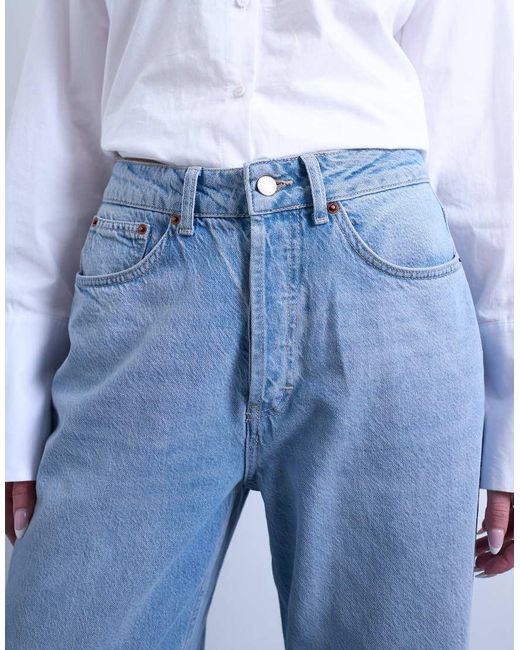 Topshop Hourglass Blue Mid Rise Loose Fit Straight Jean