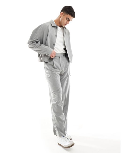 Pantalon cargo d'ensemble large et élégant ASOS pour homme en coloris Gray