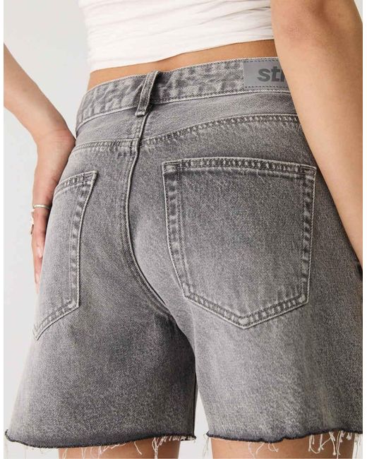 Stradivarius Natural Denim Bermuda Shorts
