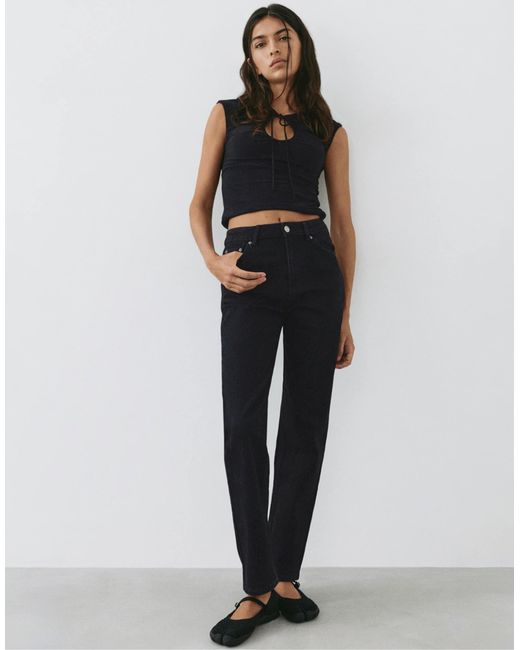Jean slim taille haute Pull&Bear en coloris Black