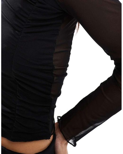 Bershka Black Mesh Asymmetric Top