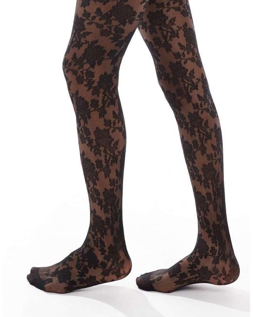 ASOS Brown Floral Lace Tights