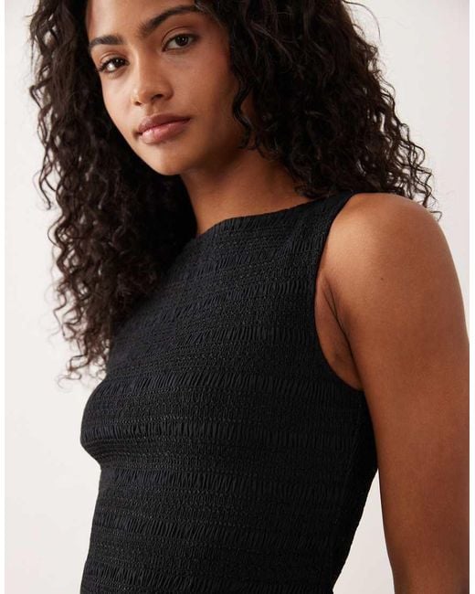 Abercrombie & Fitch Black Slash Neck Smocked Skort Mini Dress