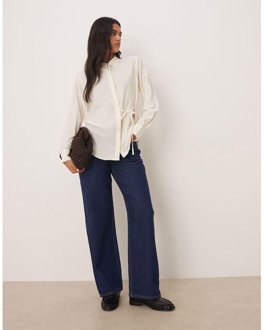 Jdy Natural Relaxed Fit Shirt With Side Tie Detail