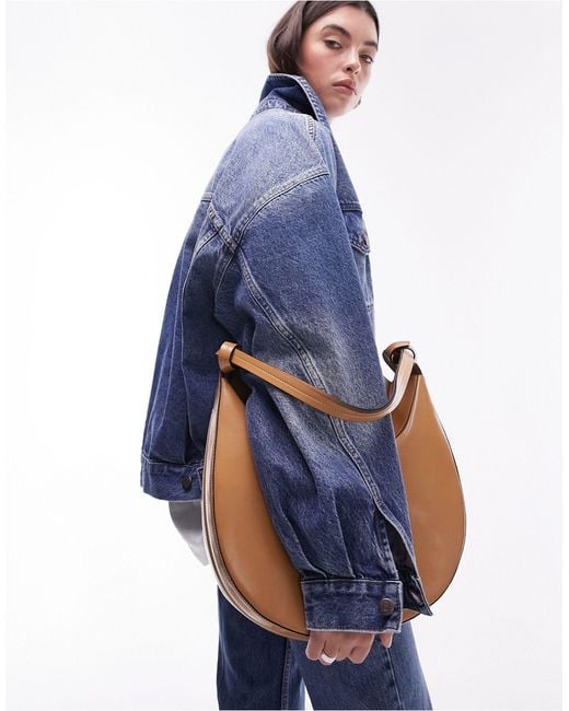 TOPSHOP Blue Stella Scoop Shoulder Bag With Knot Detail