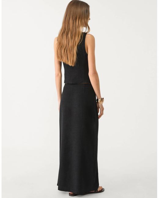Stradivarius Black – leinen-midirock