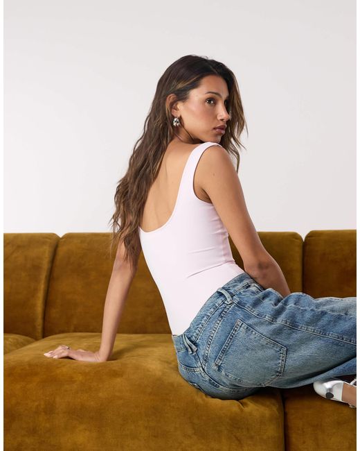 GOOD AMERICAN White Sculpting Modern Tank Bodysuit