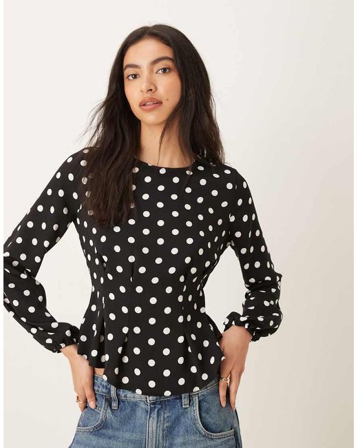 ASOS Black Long Sleeve Peplum Top