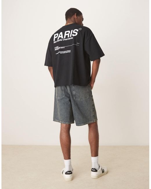 T-shirt oversize avec imprimé ville ASOS pour homme en coloris Black