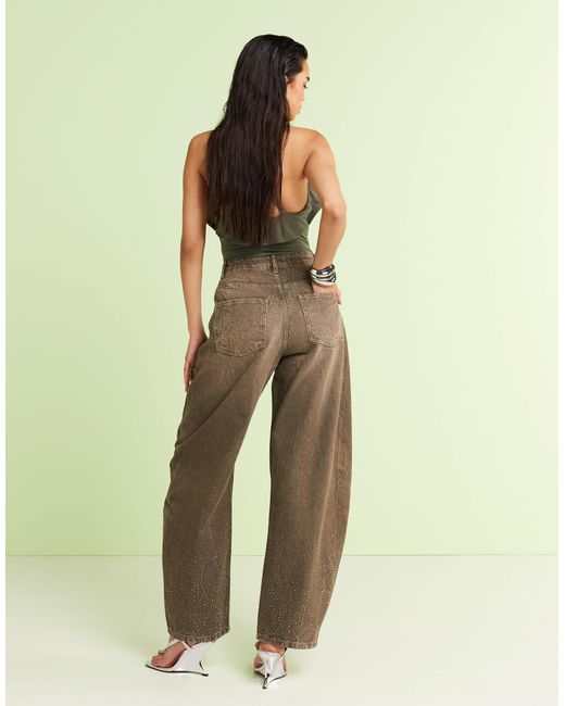 ASOS Green High Waisted Barrel Jean