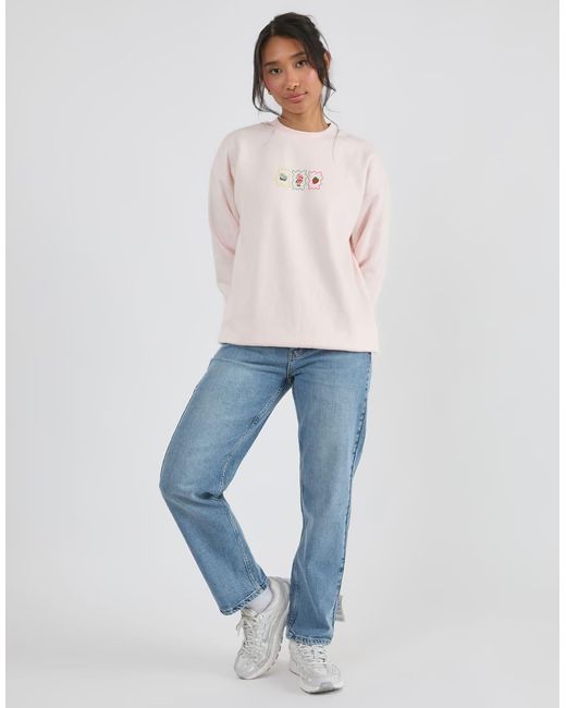 Custard Gray Strawberry Shortcake Patchwork Sweatshirt