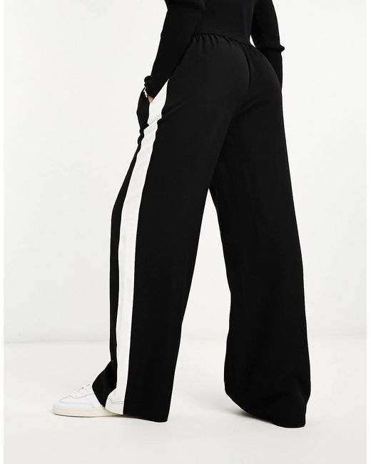 ASOS Black Pull On Trousers With Contrast Panel