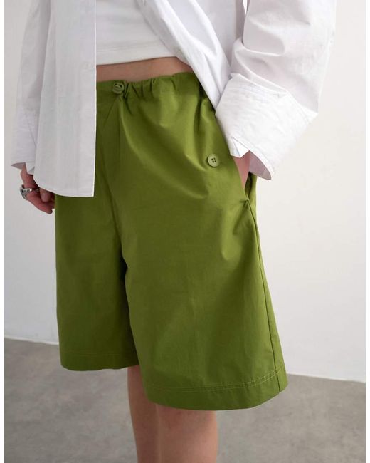 TOPSHOP White Longline Cargo Short With Bungee Cords