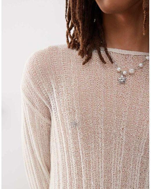 Maglione Leggero Écru di Collusion in Natural da Uomo