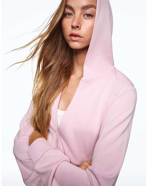 Bershka Red Zip-up Hoodie