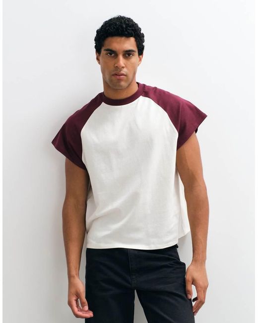 ASOS Red Boxy Oversized Raglan T-shirt for men