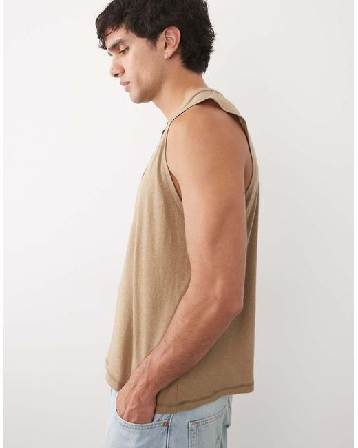 ASOS Blue Regular Fit Tank With V Neck for men