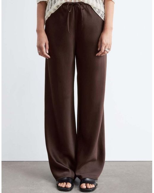 & Other Stories Brown Wide Leg Satin Trousers