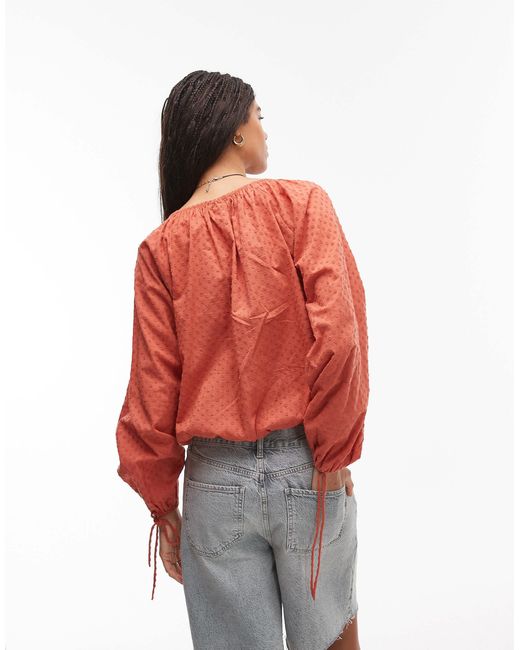 TOPSHOP Red – dobby-oberteil