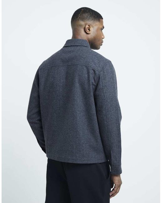 River Island Blue Zip Overshirt for men
