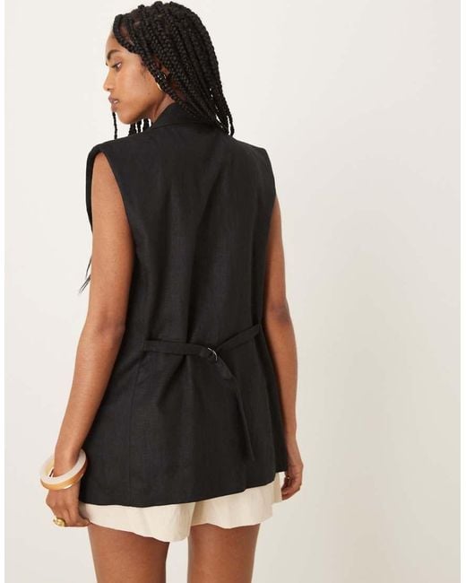 Mango Black Tailored Tie Waist Waistcoat Co-ord