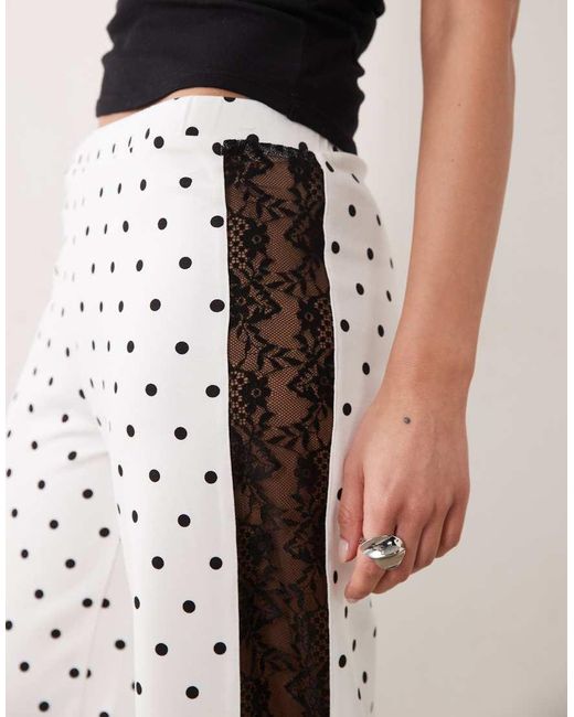 ASOS Multicolor Wide Leg Trouser With Lace Side Panel
