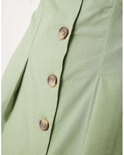 Vestido Corto Abotonado Estilo Chaleco Con Cuello Barco De ASOS de color Green