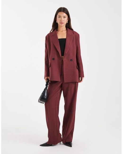 Vero Moda Red Double Breasted Herringbone Co-ord Blazer