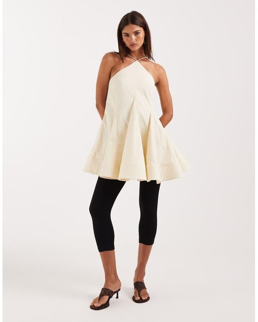 ASOS Natural Structured Halter Volume Skirt Mini Dress