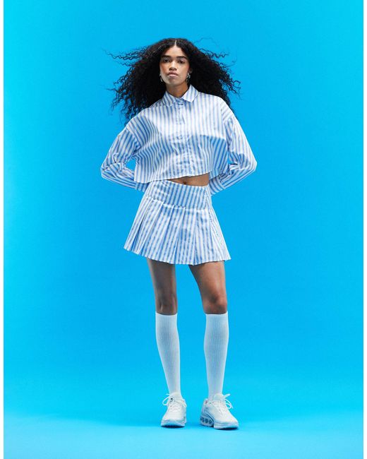 ASOS Blue Cotton Poplin Tennis Skirt