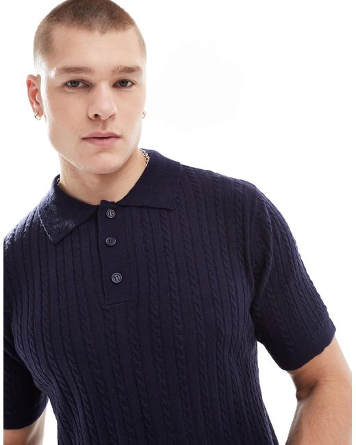 Polo boutonné en maille torsadée Another Influence pour homme en coloris Blue