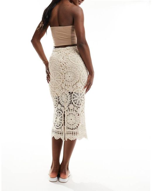 Object Natural Crochet Midi Skirt