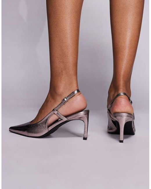 Public Desire Brown Salsa Sling Back Kitten Heels