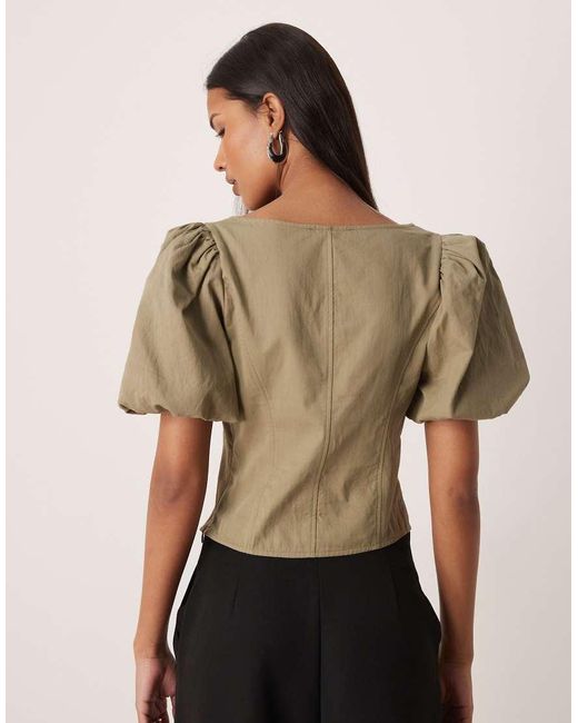 Gina Tricot Brown Pure Cotton Milkmaid Corset Top