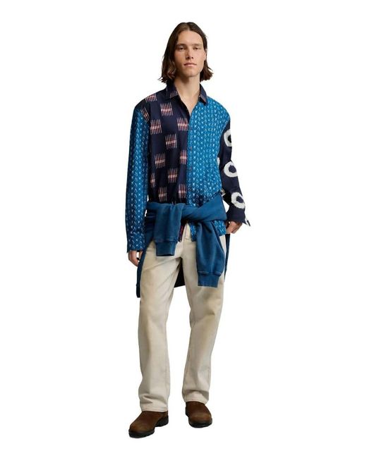 Camisa Con Estampado Estilo Patchwork Desigual de hombre de color Blue