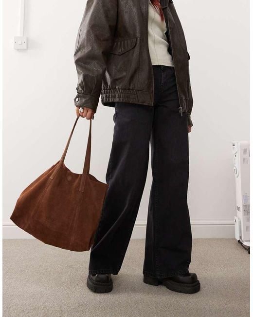 Barney's Originals Brown Suede Tote Bag