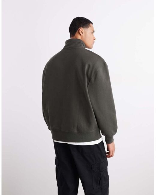 ASOS Black Premium Heavyweight Oversized Quarter Zip 400Gsm for men