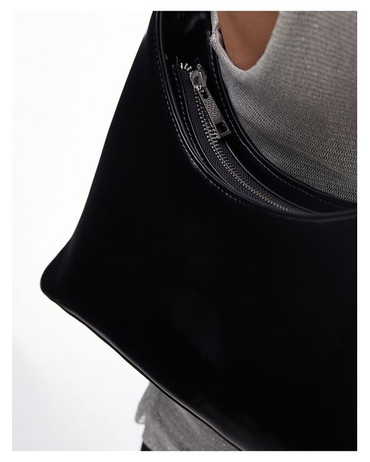 TOPSHOP Black Sonia Asymmetric Shoulder Bag With Chain Detail