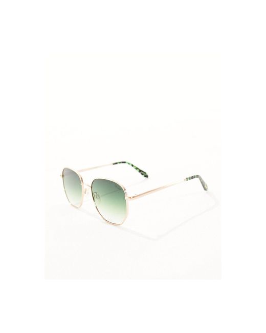Quay - big time - occhiali da sole rotondi neri e verdi con montatura testurizzata di Quay in Brown
