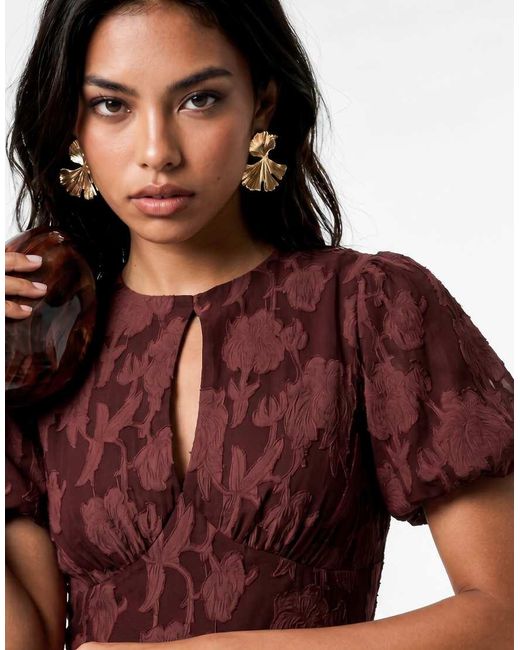 ANAYA Floral Burnout Short Sleeve Tiered Midaxi Dress