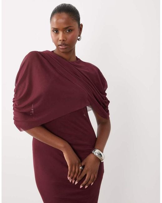 Y.A.S Purple Draping Cape Detail Maxi Dress