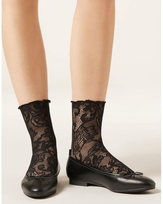 Calzedonia Black Floral Lace Socks