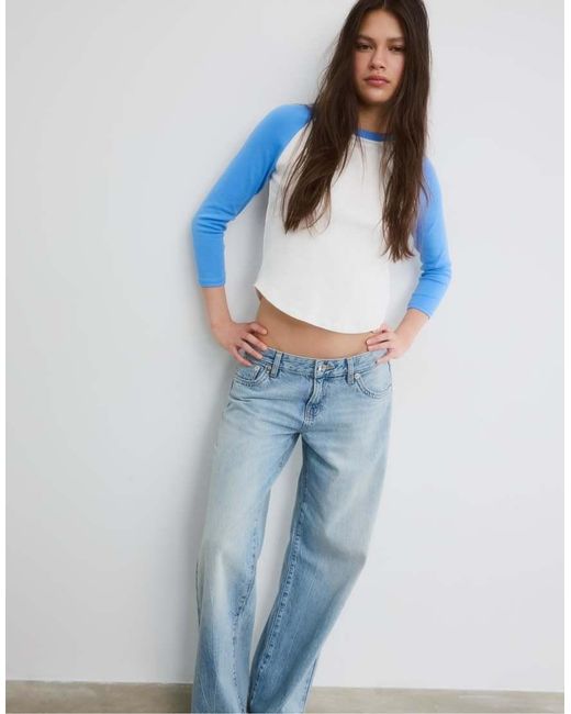 Stradivarius White Baseball T-Shirt