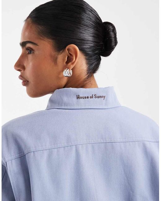 House Of Sunny Blue Babycheck Relaxed Harrington Jacket